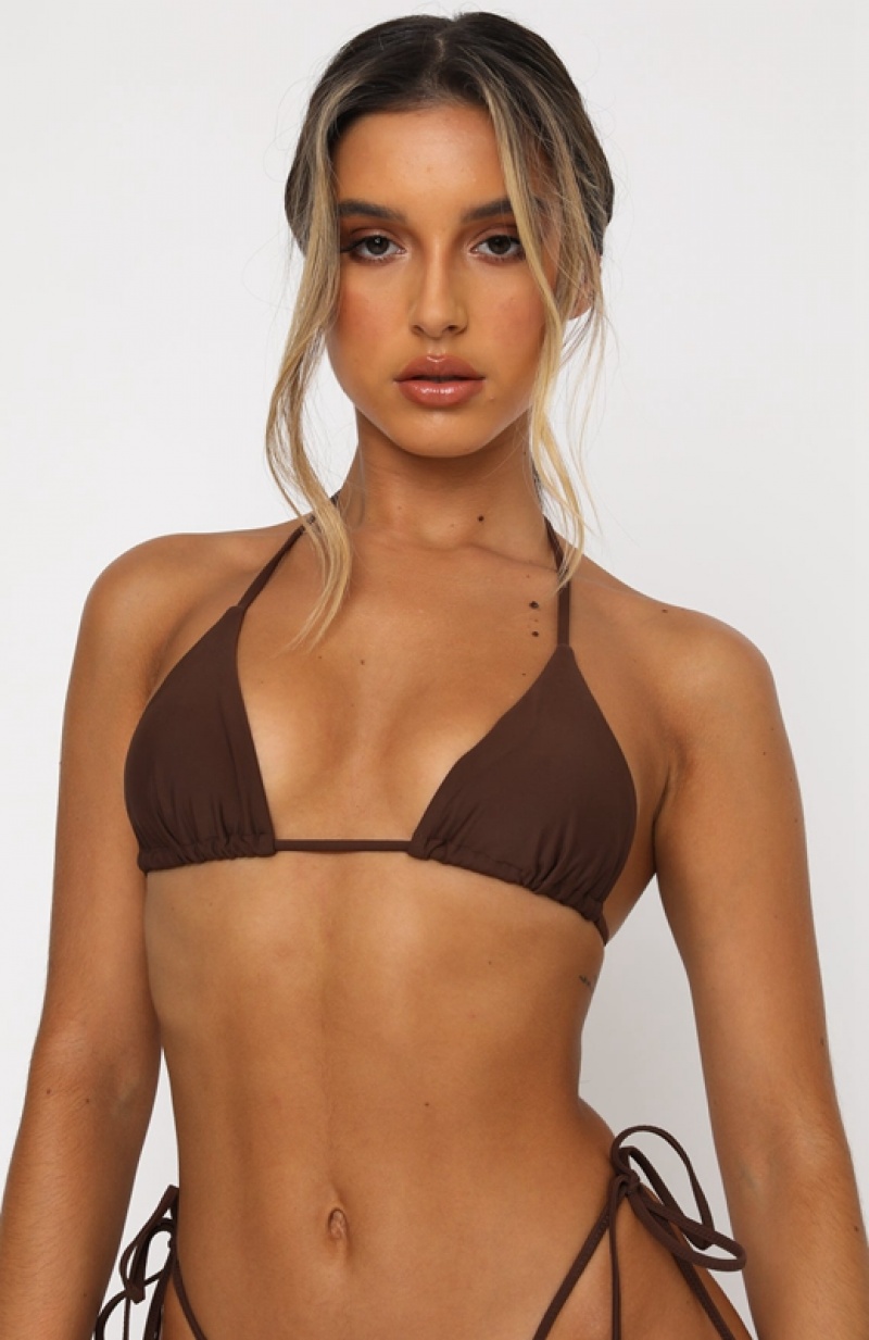 Women's White Fox Golden Hour Bikini Tops Chocolate | REFM-58379