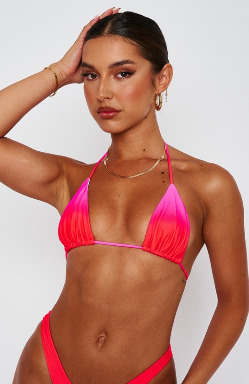 Women's White Fox Golden Hour Bikini Tops Fuchsia | UJVP-36810