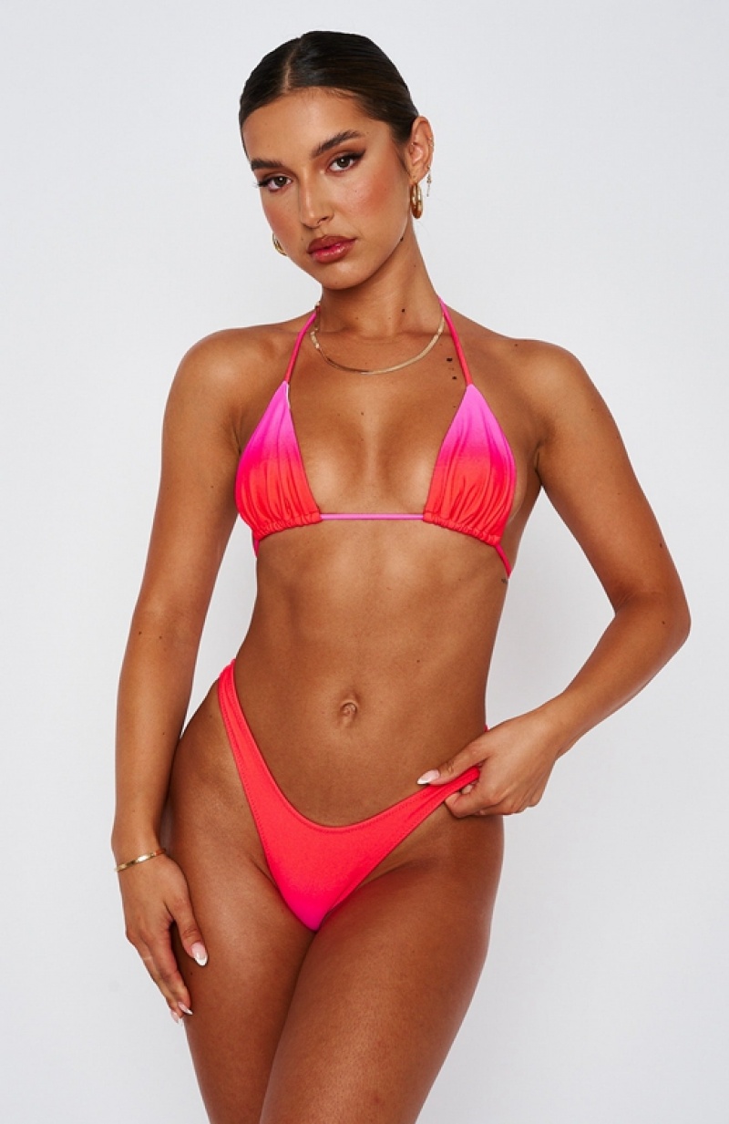 Women's White Fox Golden Hour Bikini Tops Fuchsia | UJVP-36810