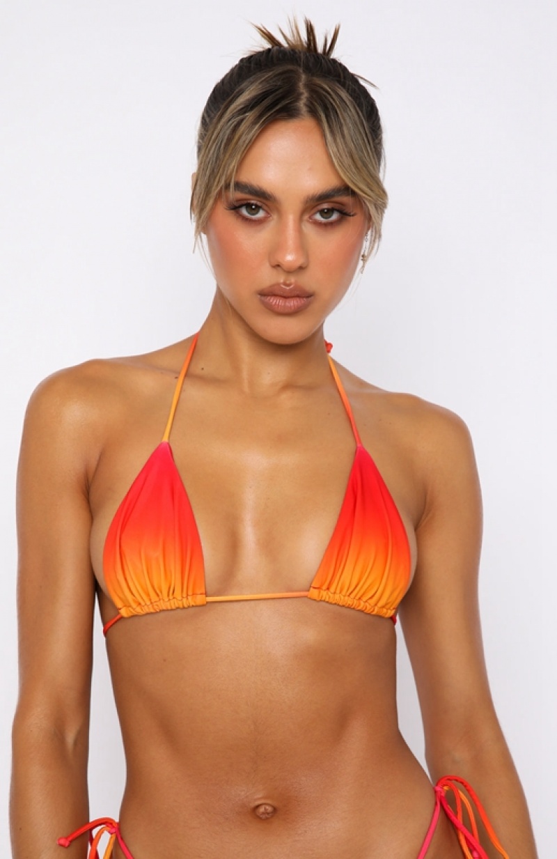 Women's White Fox Golden Hour Bikini Tops Orange | ZBJP-85049