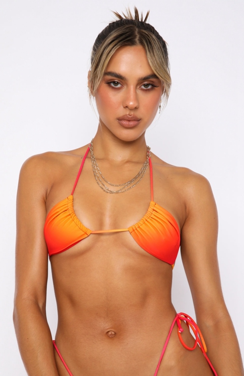 Women's White Fox Golden Hour Bikini Tops Orange | ZBJP-85049