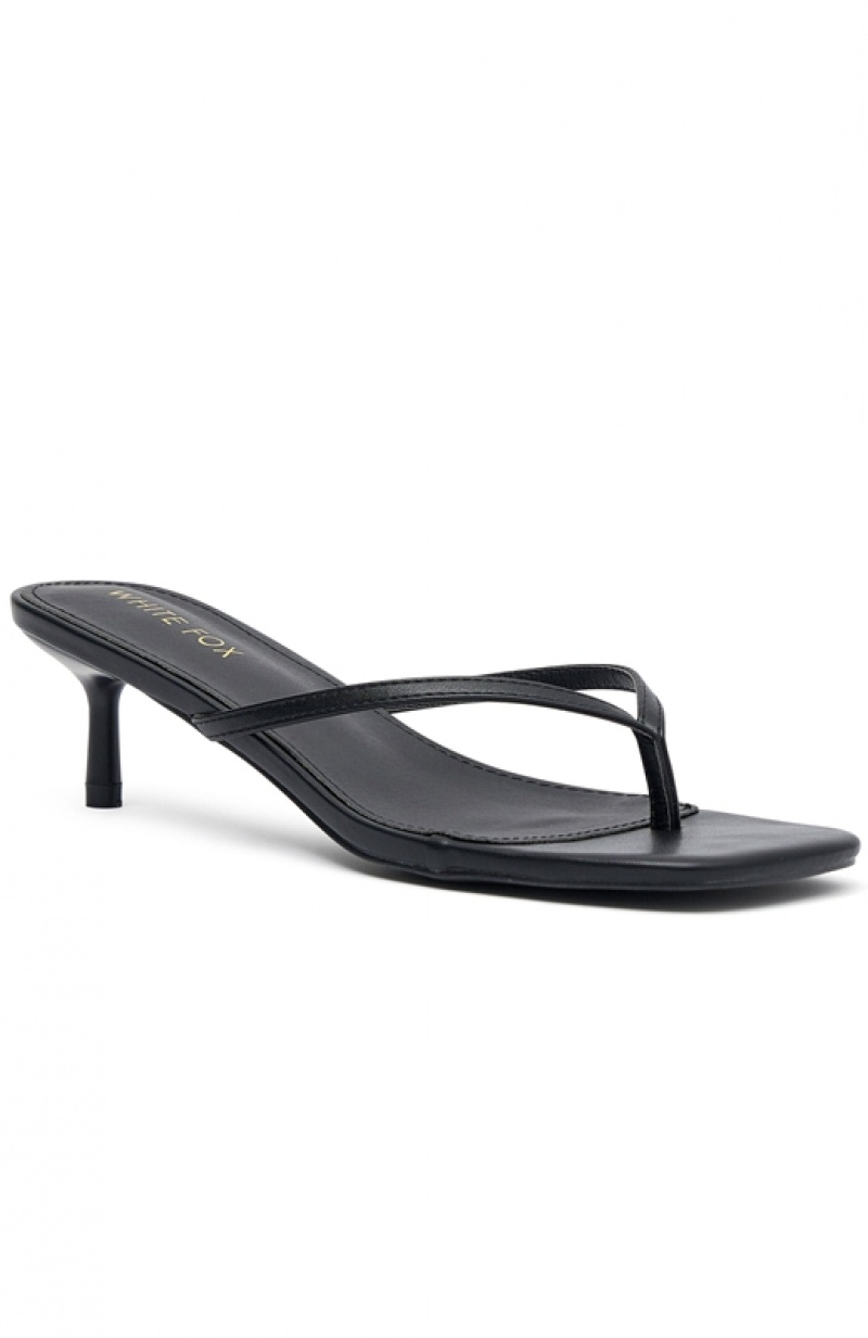 Women's White Fox Hamptons Thong Heels Black | UAIC-25984