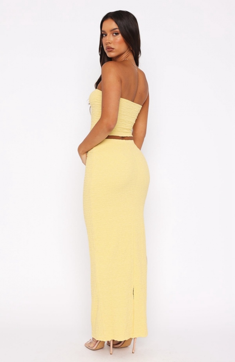 Women's White Fox Home Run Maxi Skirts Lemon | AVSO-04851