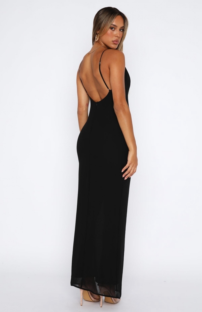 Women's White Fox In Time Maxi Dress Black | QRIJ-69501