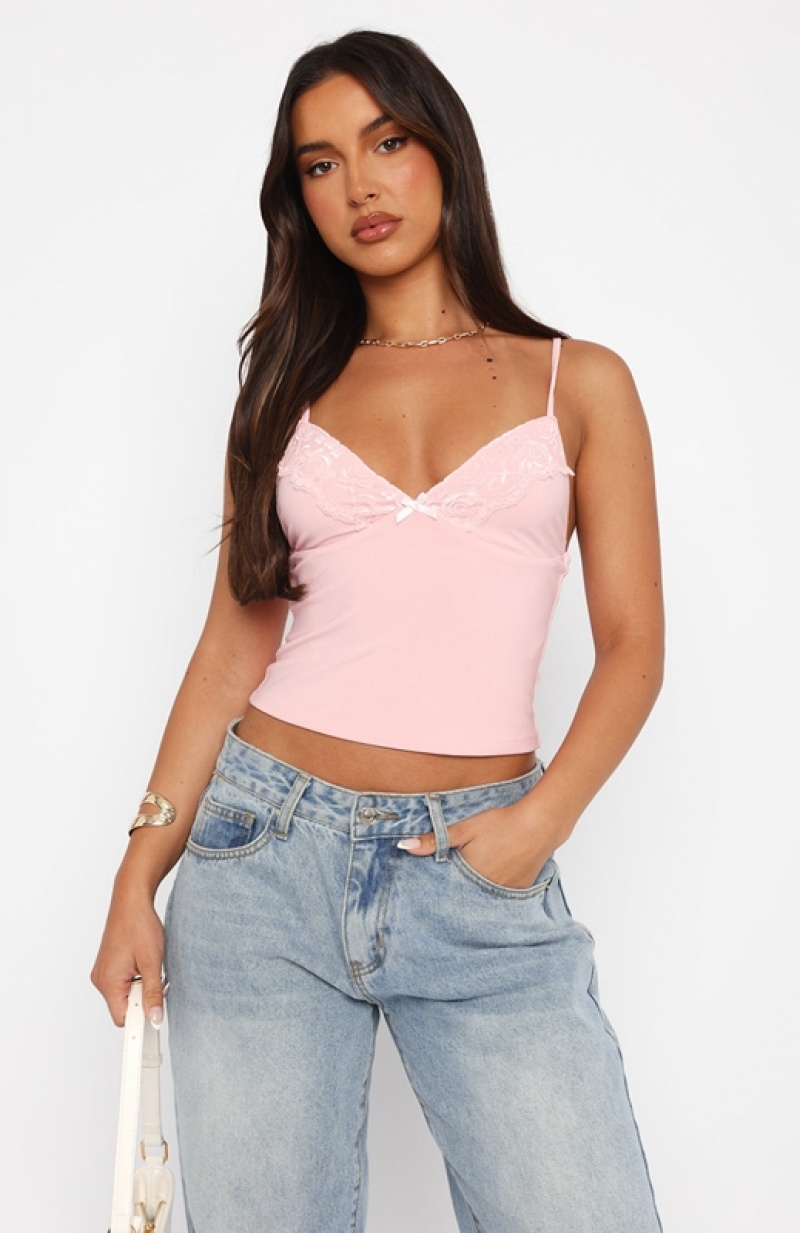 Women's White Fox Infatuation Cami Tops Pink | WSBA-29354