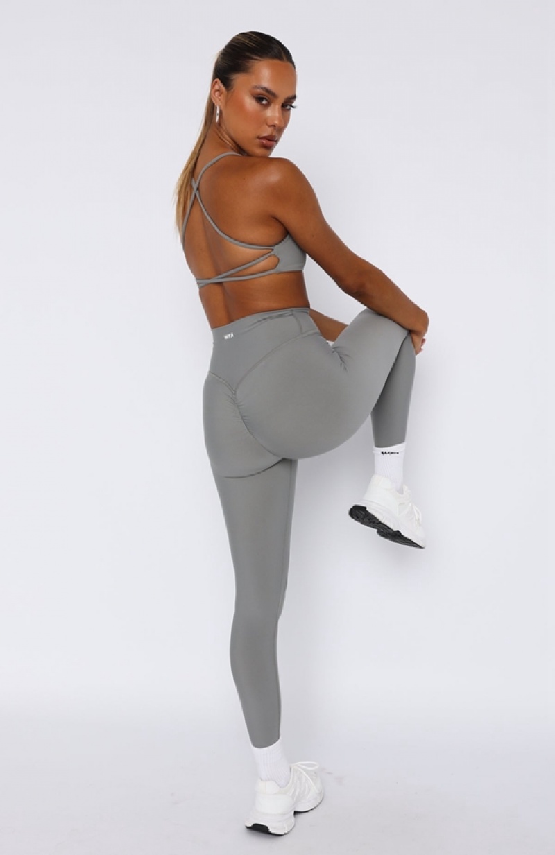 Women's White Fox Intensity Scrunch Leggings Grey | KSUW-79083