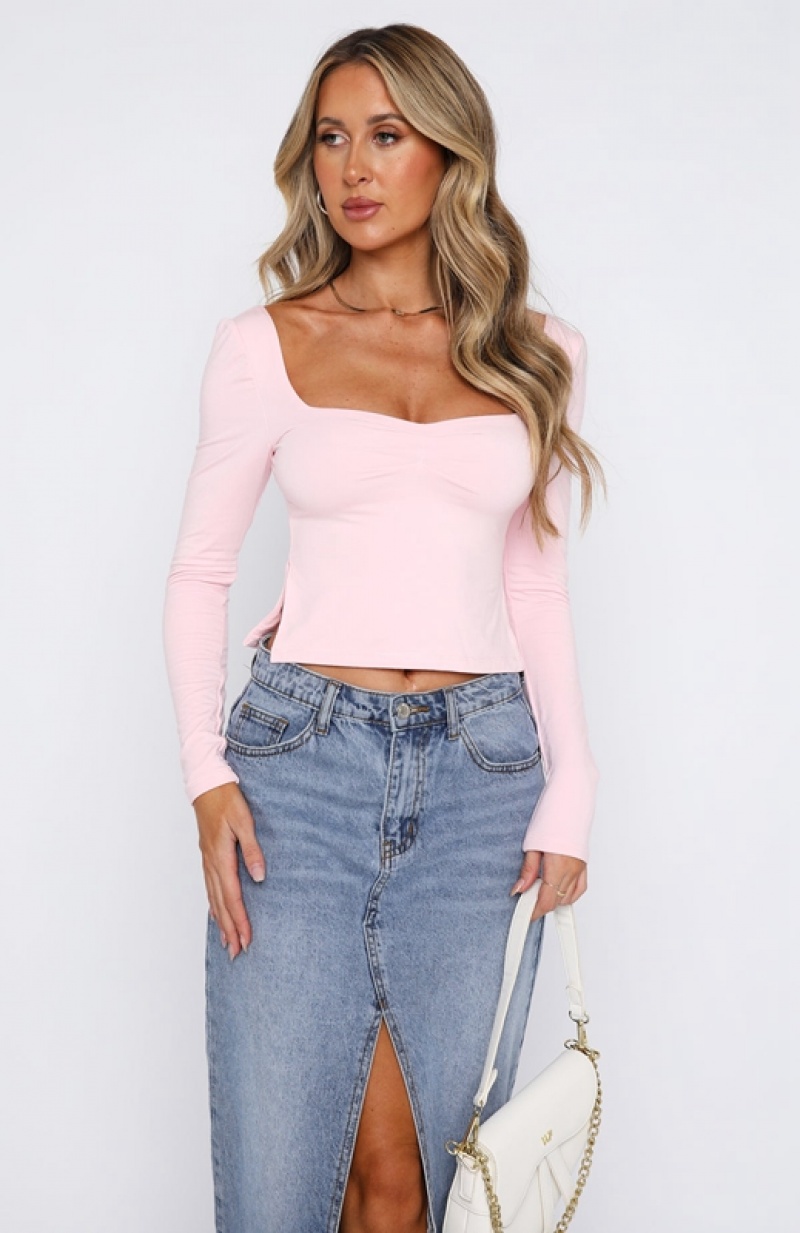 Women's White Fox It's Not You Long Sleeve Tops Pink | SNTB-93158