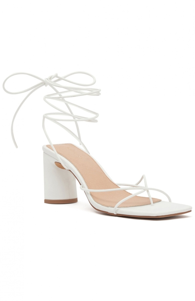 Women's White Fox Iva Strappy Heels White | WQVA-21085