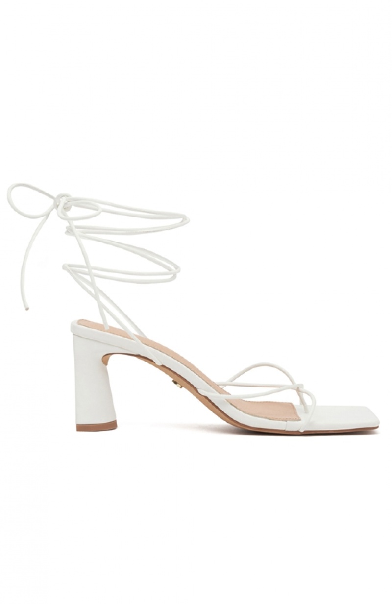 Women's White Fox Iva Strappy Heels White | WQVA-21085