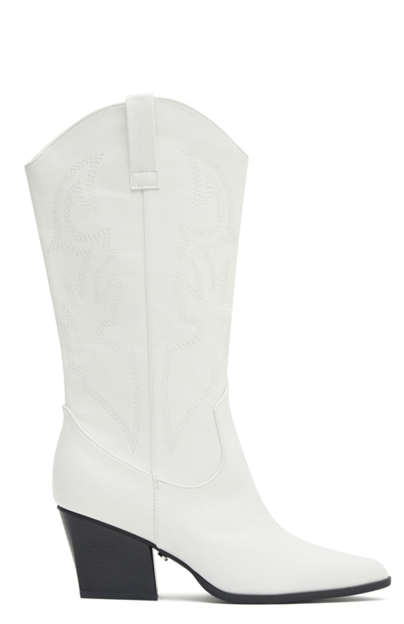 Women's White Fox Kacey Cowboy Boots White | MREC-10792