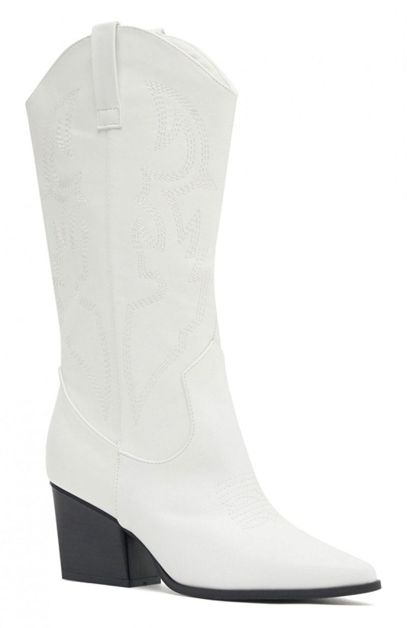 Women's White Fox Kacey Cowboy Boots White | MREC-10792