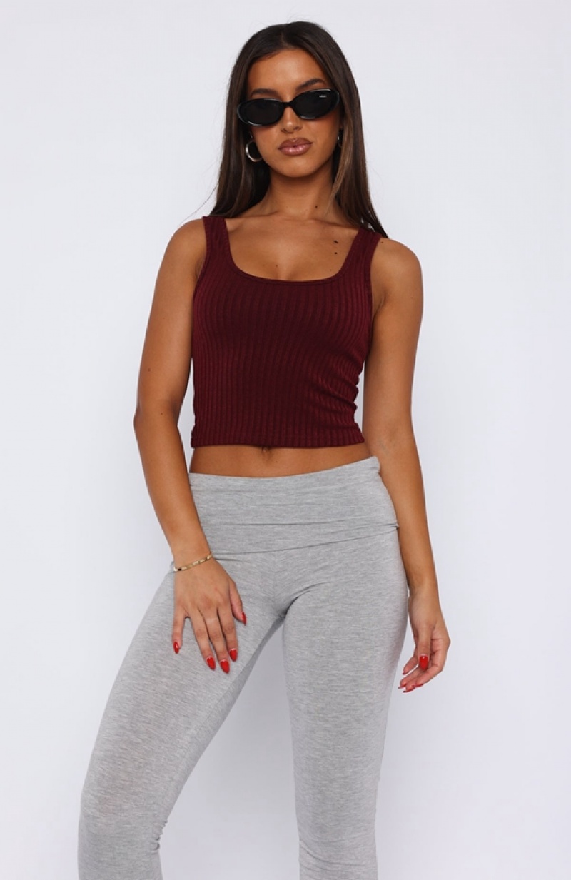 Women's White Fox Keep Making Moves Tank Top Burgundy | NJME-95231