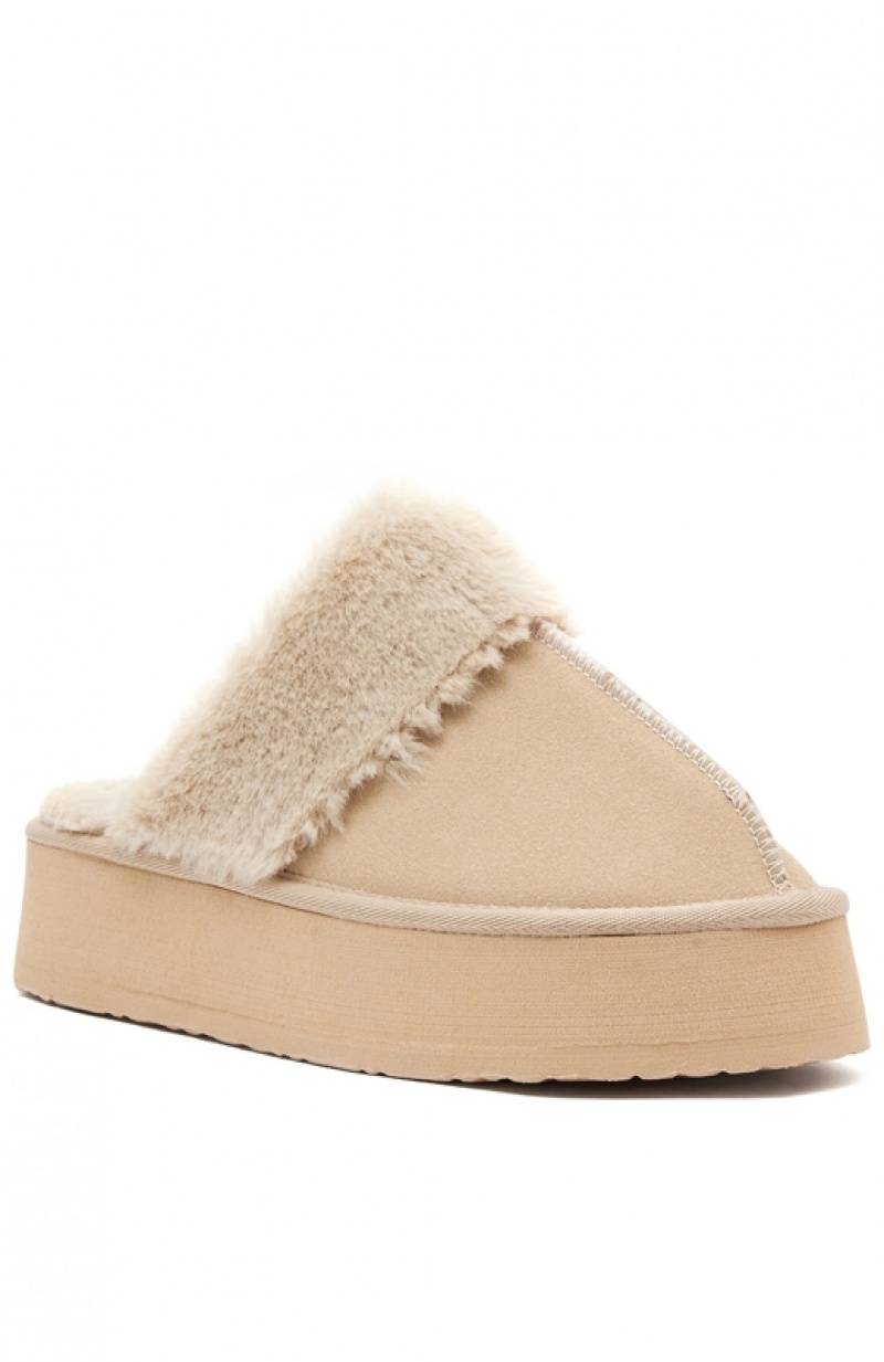 Women's White Fox Keep My Head High Slides Cream | DXUA-34792