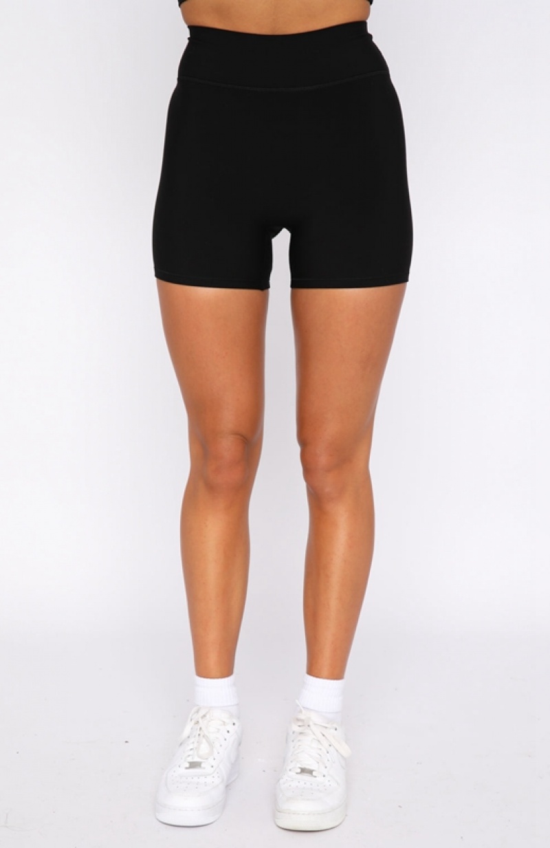 Women's White Fox Keep Up High Waisted Shorts Black | VEKG-73869