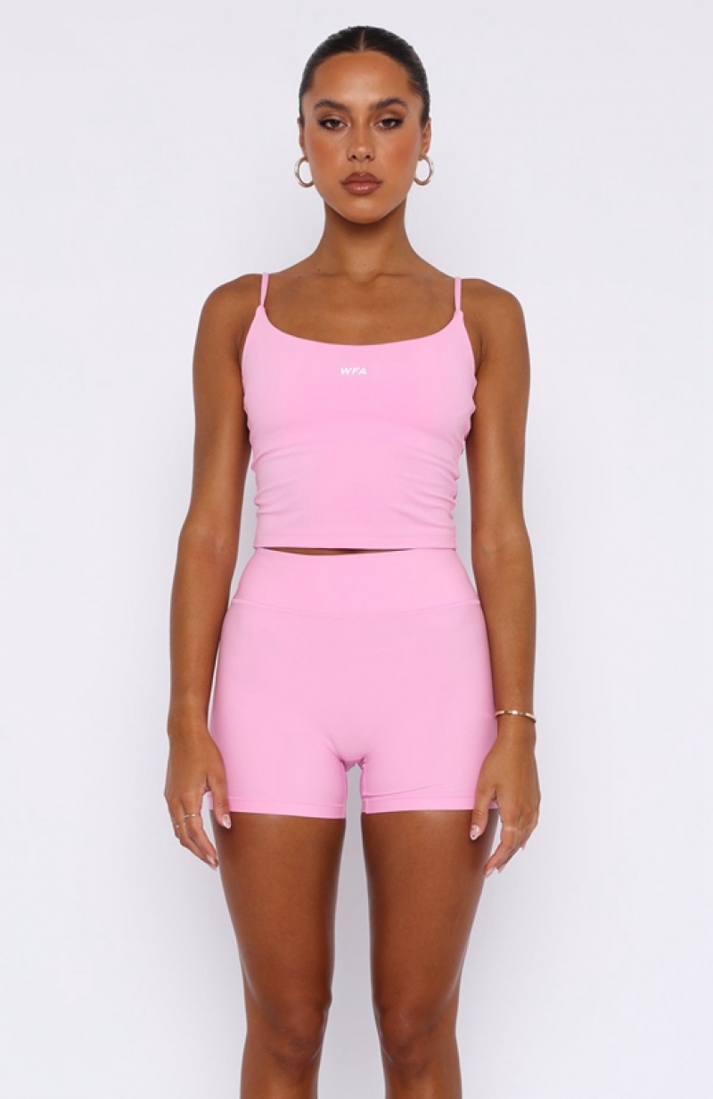 Women's White Fox Keep Up High Waisted Shorts Pink | TZVA-92650