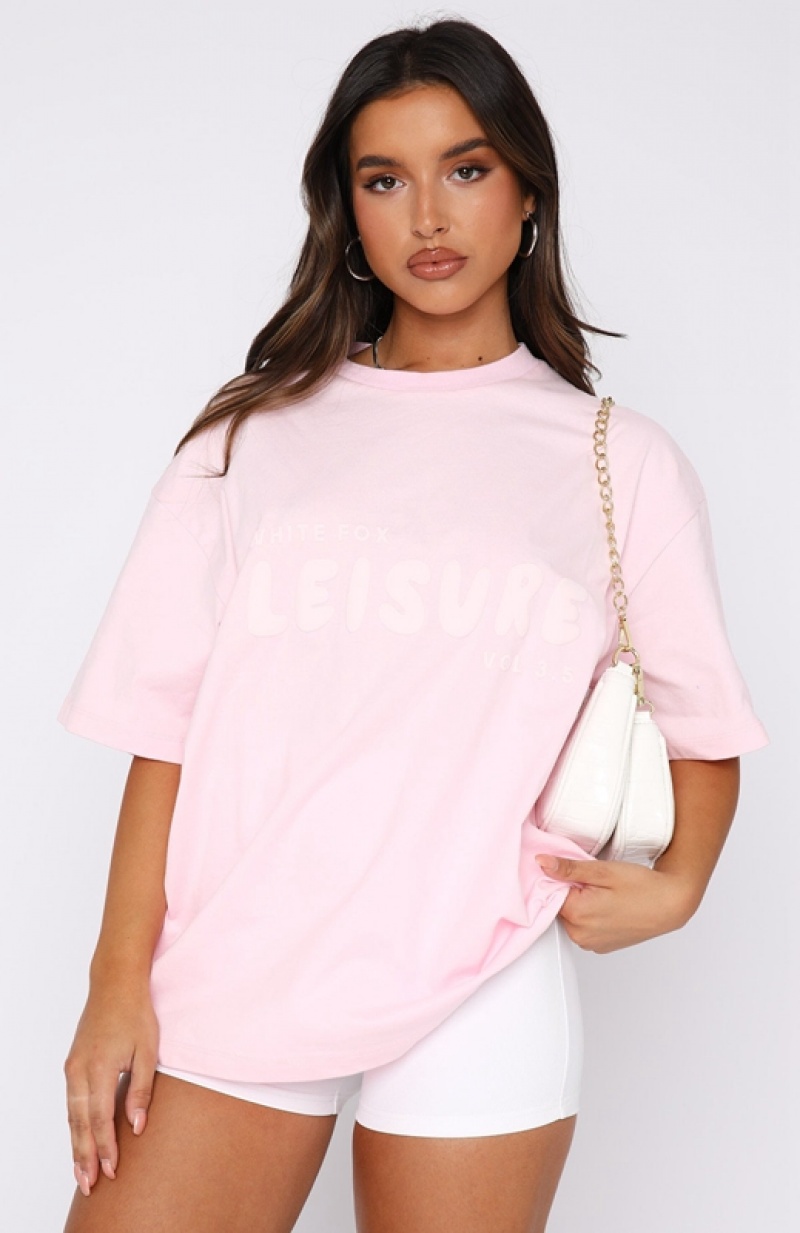 Women's White Fox Leisure Series Oversized T Shirts Pink | JIOS-52341