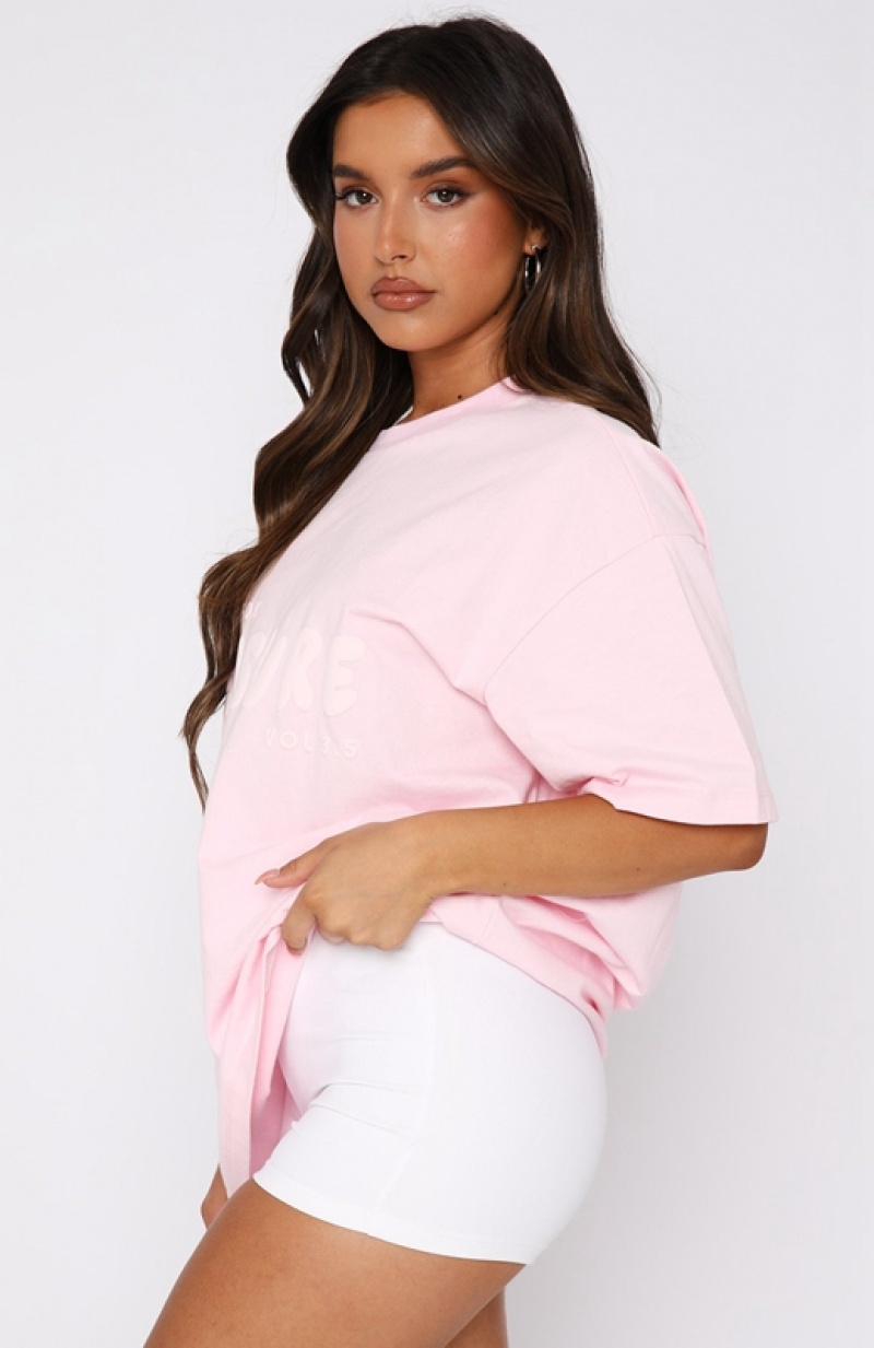 Women's White Fox Leisure Series Oversized T Shirts Pink | JIOS-52341