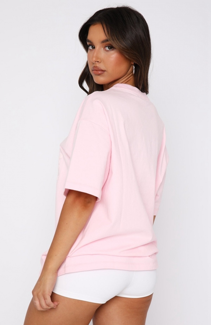 Women's White Fox Leisure Series Oversized T Shirts Pink | JIOS-52341