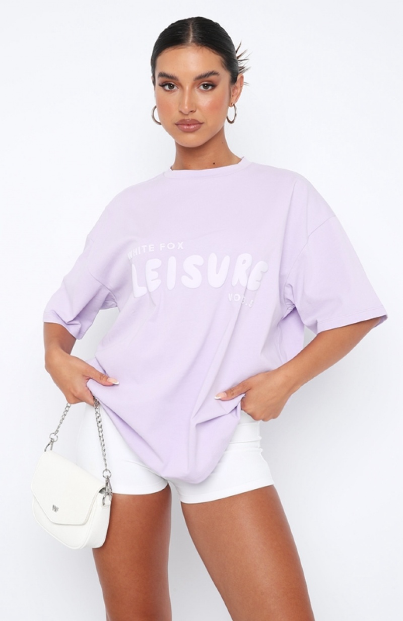 Women's White Fox Leisure Series Oversized T Shirts Lavender | MFZP-70261