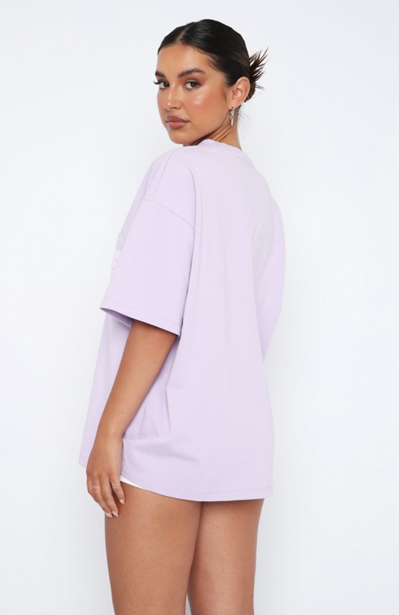 Women's White Fox Leisure Series Oversized T Shirts Lavender | MFZP-70261