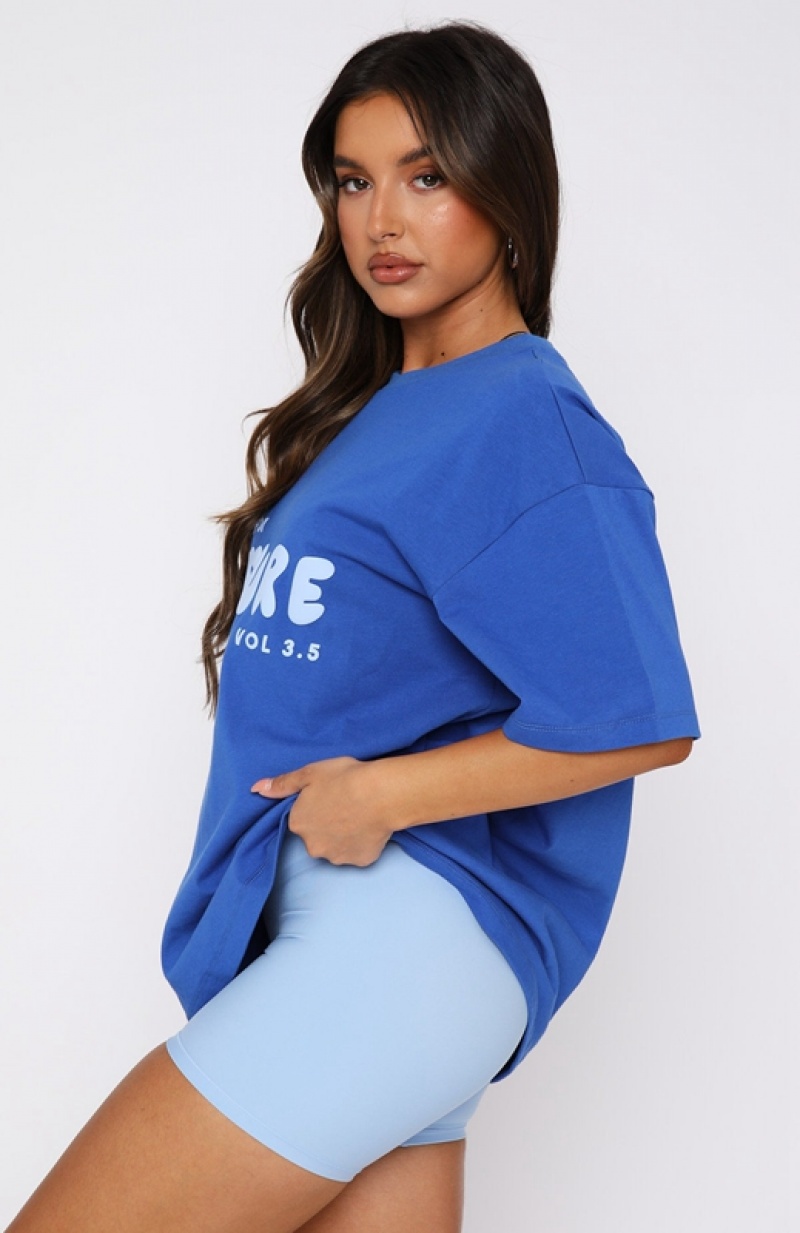 Women's White Fox Leisure Series Oversized T Shirts Deep Blue | UGCB-79360