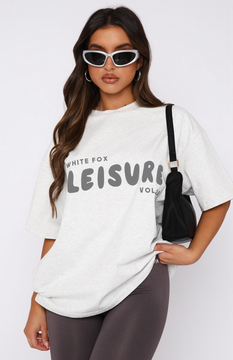 Women's White Fox Leisure Series Oversized T Shirts Grey | AZJP-30594