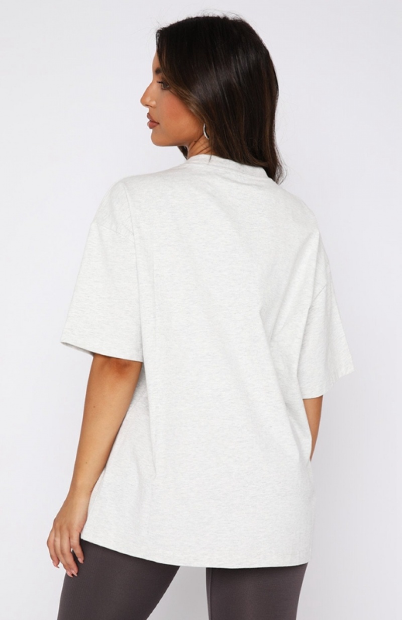 Women's White Fox Leisure Series Oversized T Shirts Grey | AZJP-30594