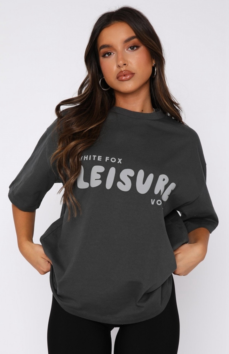 Women's White Fox Leisure Series Oversized T Shirts Grey | HKYB-09347