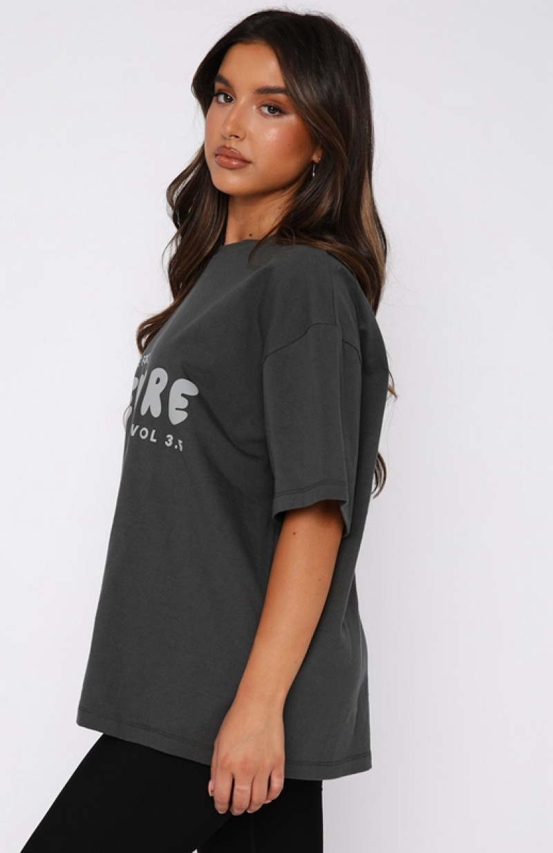 Women's White Fox Leisure Series Oversized T Shirts Grey | HKYB-09347