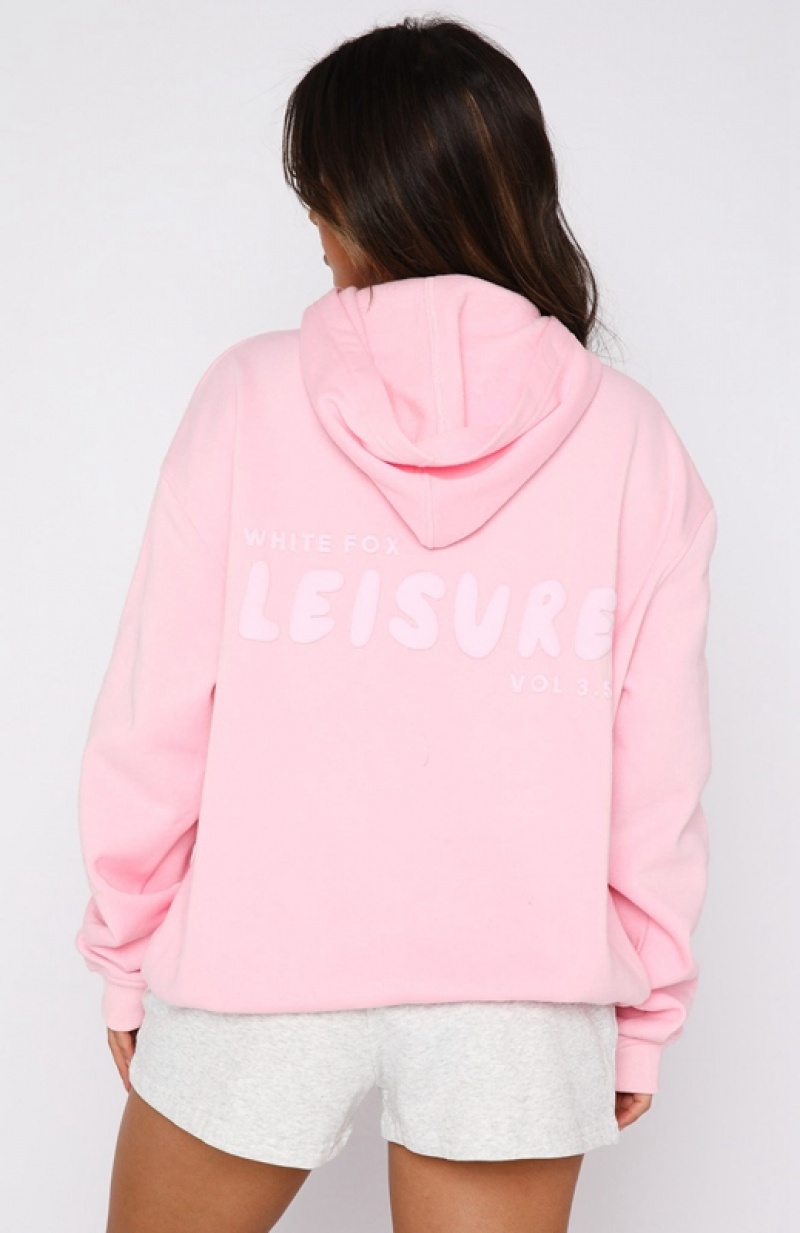 Women's White Fox Leisure Series Oversized Hoodie Pink | TXPN-50214