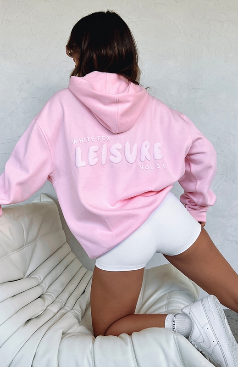 Women\'s White Fox Leisure Series Oversized Hoodie Pink | TXPN-50214