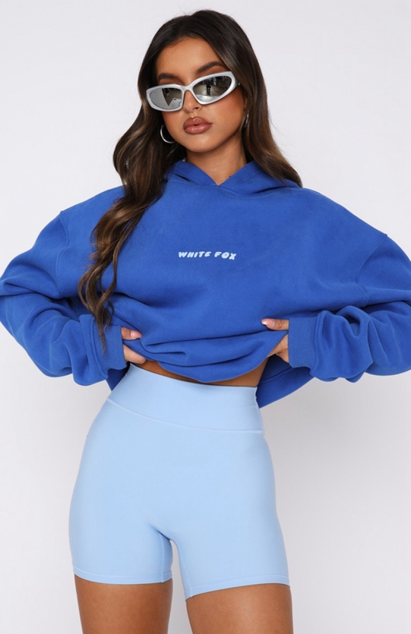 Women's White Fox Leisure Series Oversized Hoodie Deep Blue | CNRB-74132