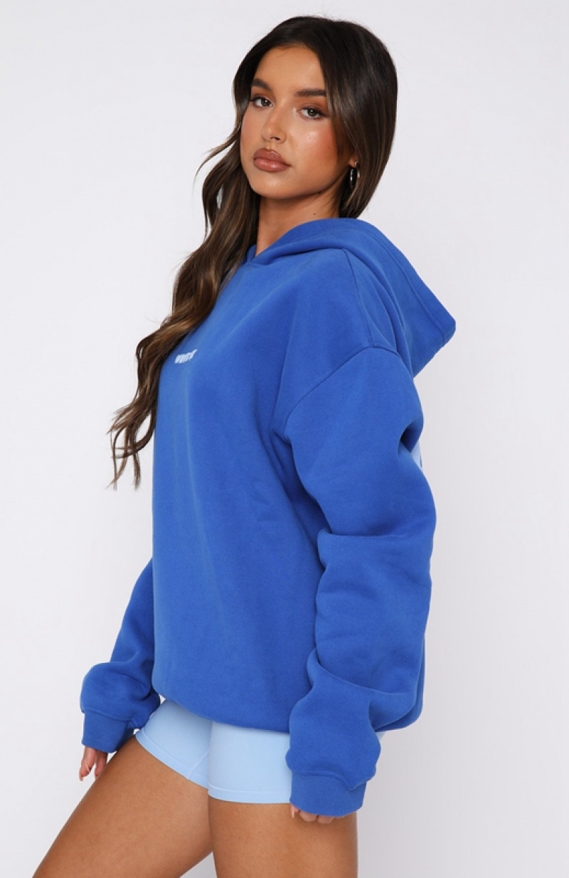 Women's White Fox Leisure Series Oversized Hoodie Deep Blue | CNRB-74132