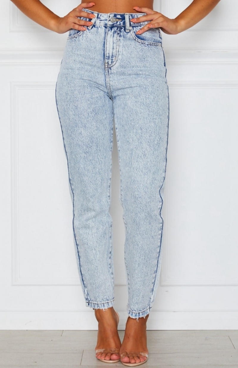 Women's White Fox Like Duh! High Rise Slim Leg Jeans Blue | ZCFB-23796