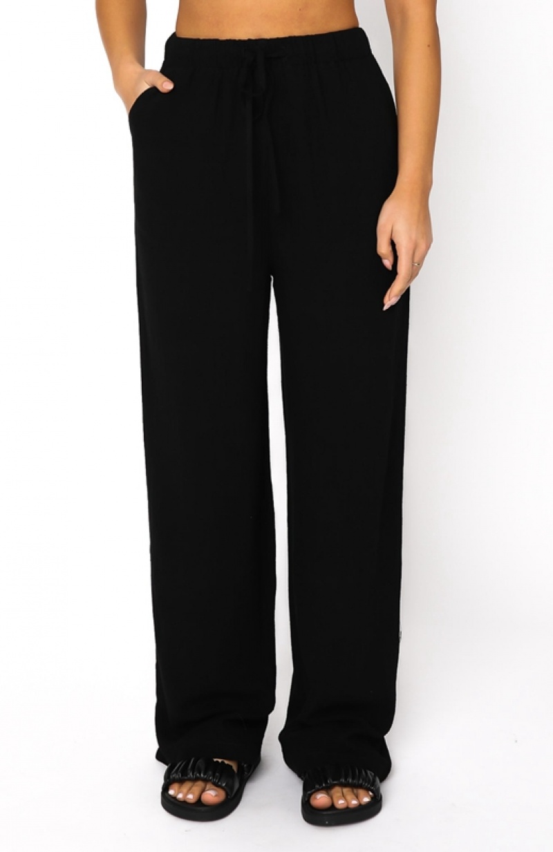 Women's White Fox Live It Up Linen Pants Beige Black | LQEH-62940