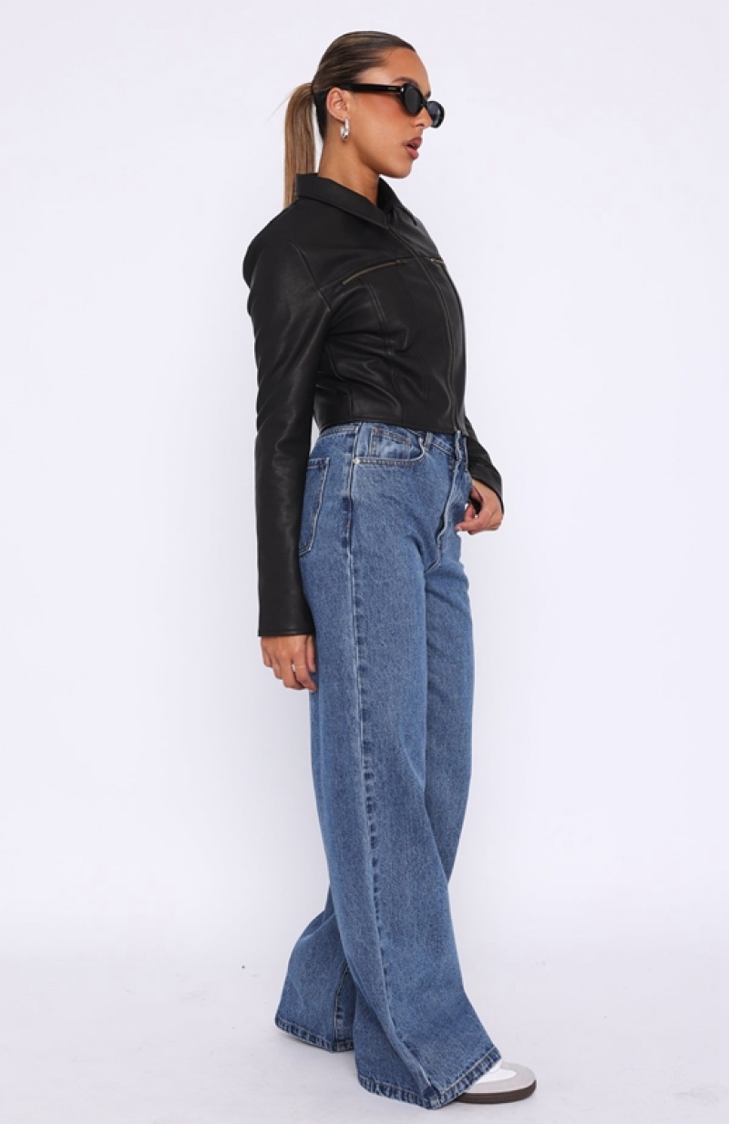 Women's White Fox Lola High Rise Wide Leg Jeans Blue | DBNL-21473