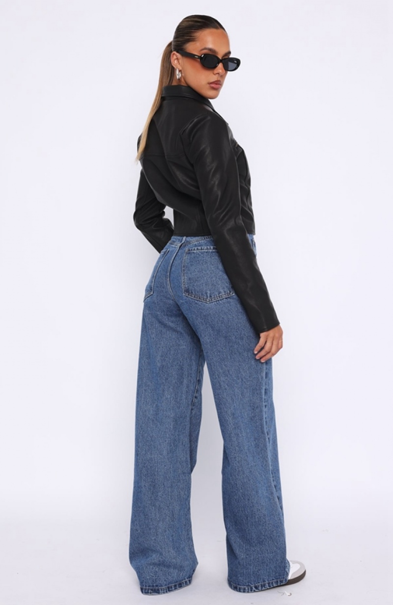 Women's White Fox Lola High Rise Wide Leg Jeans Blue | DBNL-21473