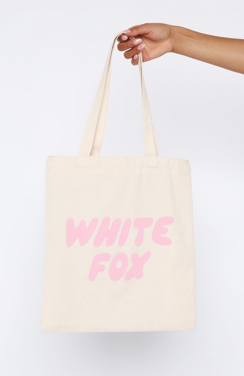 Women's White Fox Main Moment Tote Bag Cream / Pink | SXCB-13480