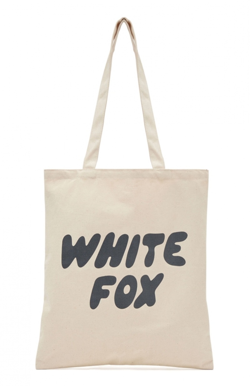 Women's White Fox Main Moment Tote Bag Cream / Grey | TGYM-32097