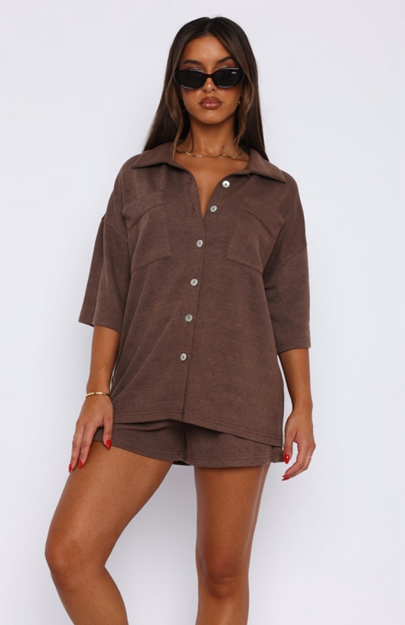 Women's White Fox Main Vibe Button Up Shirts Grey | CIEV-05743