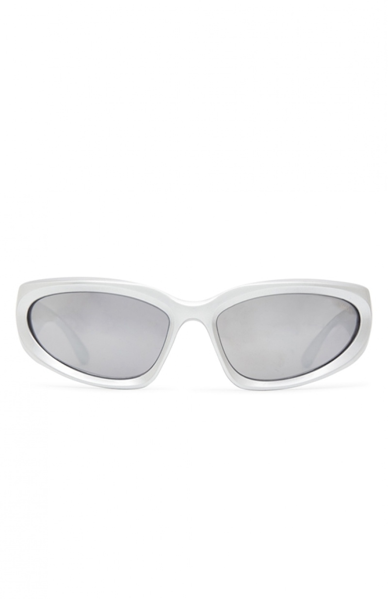 Women's White Fox Mamba Sunglasses Silver | CPGS-34685