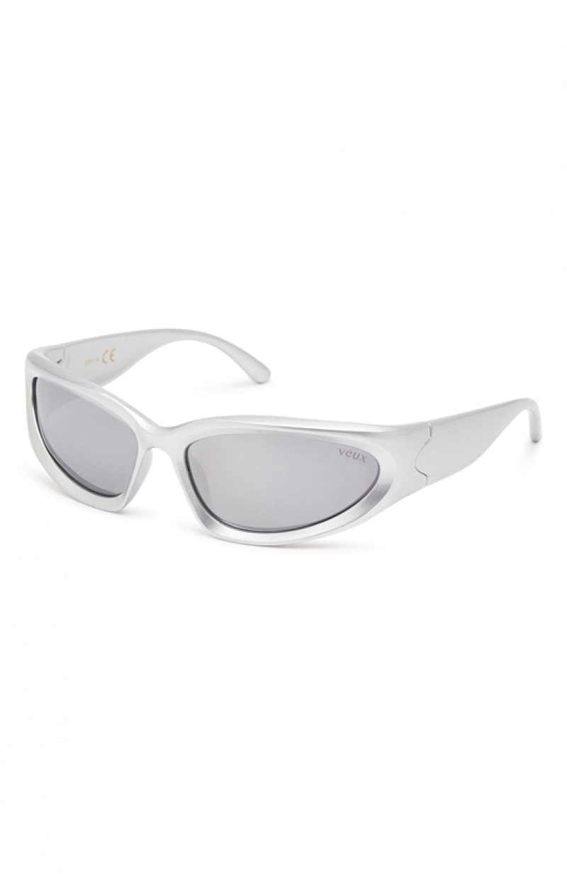 Women's White Fox Mamba Sunglasses Silver | CPGS-34685