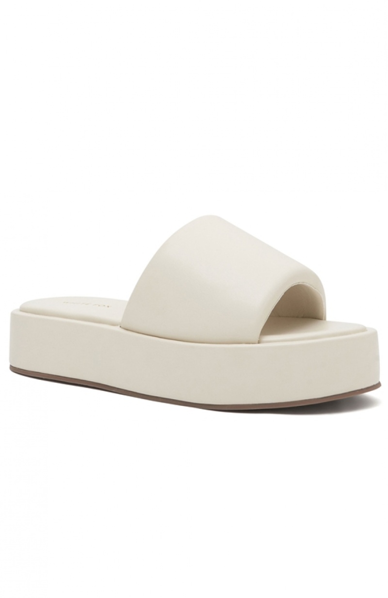 Women's White Fox Matea Platform Slides Beige | FJQR-15094