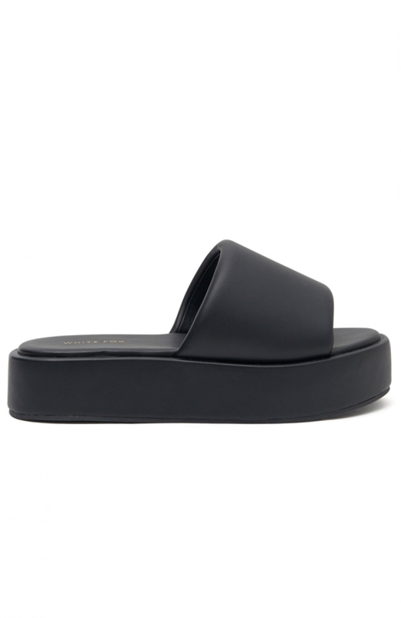 Women's White Fox Matea Platform Slides Black | CTLN-42189