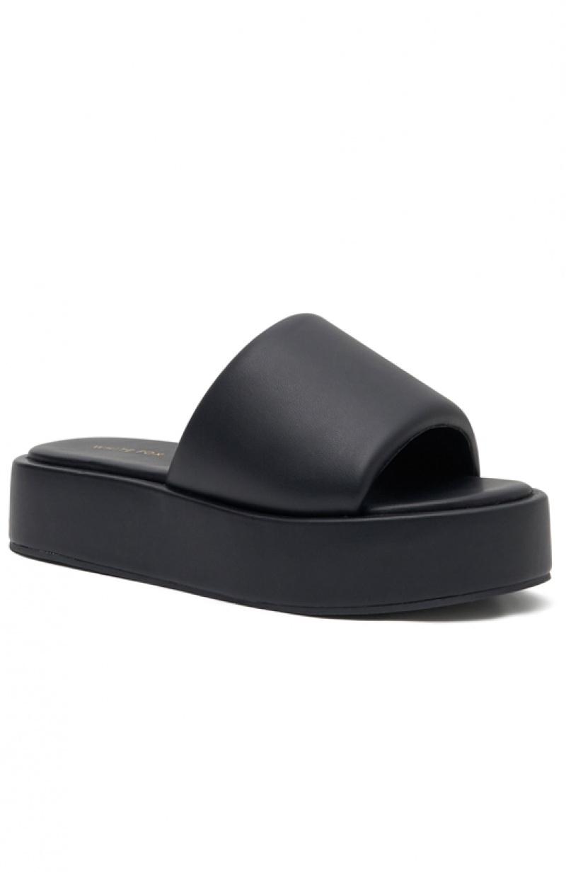 Women's White Fox Matea Platform Slides Black | CTLN-42189