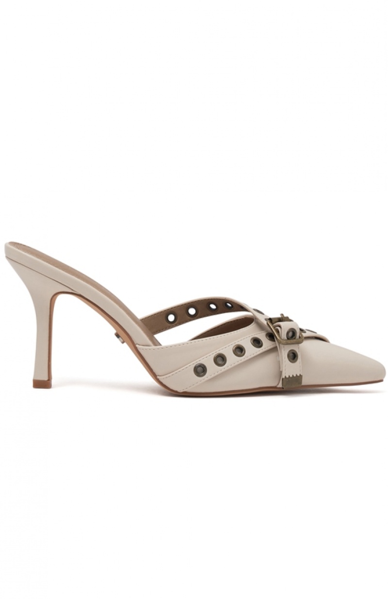 Women's White Fox Maxine Heels Beige | HSTI-17429