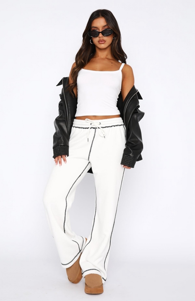 Women's White Fox Monday Mood Track Pants White | ZXQH-62931