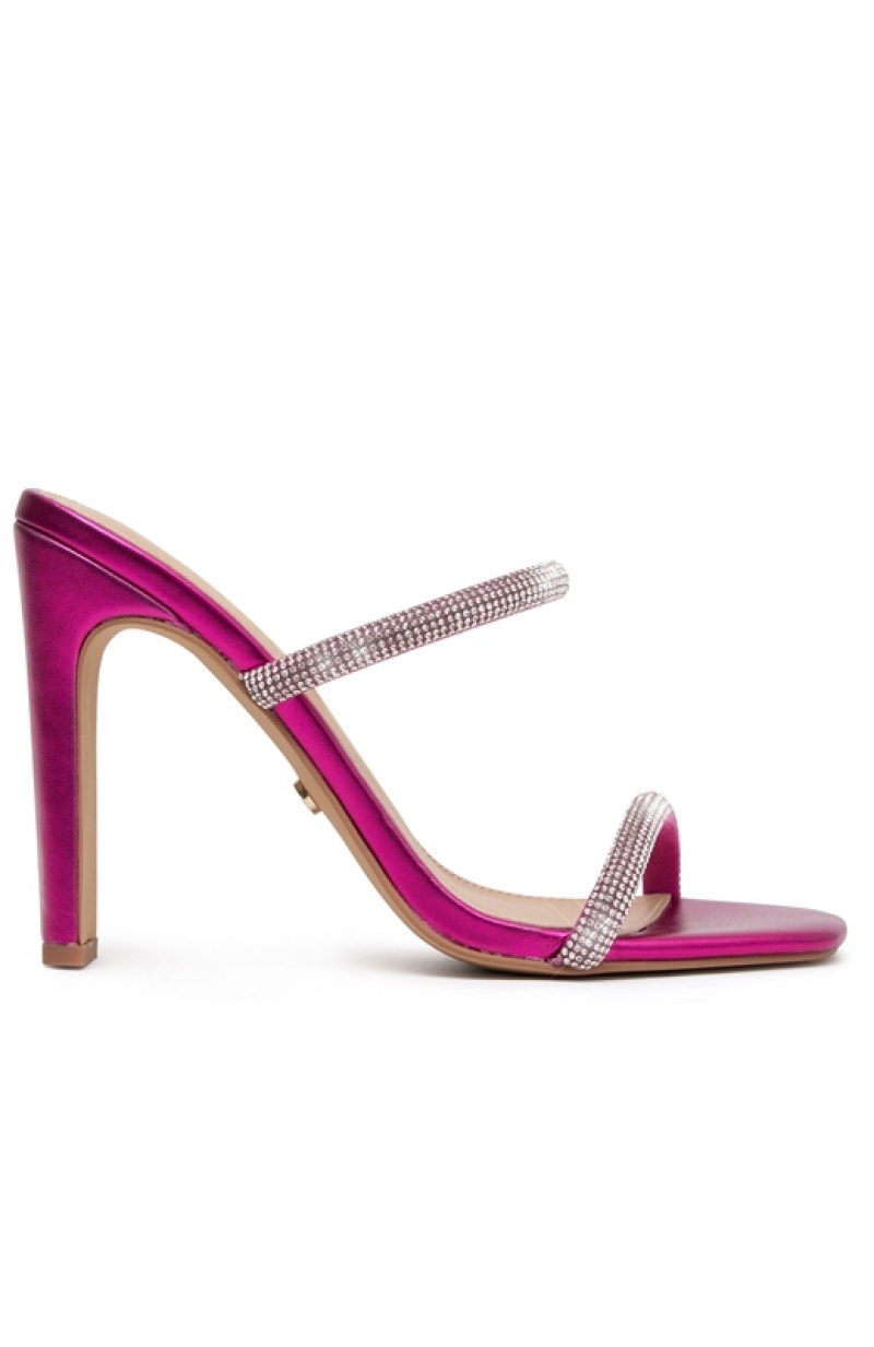 Women's White Fox Natalia Mules Fuchsia Heels Fuchsia | XAGQ-03846