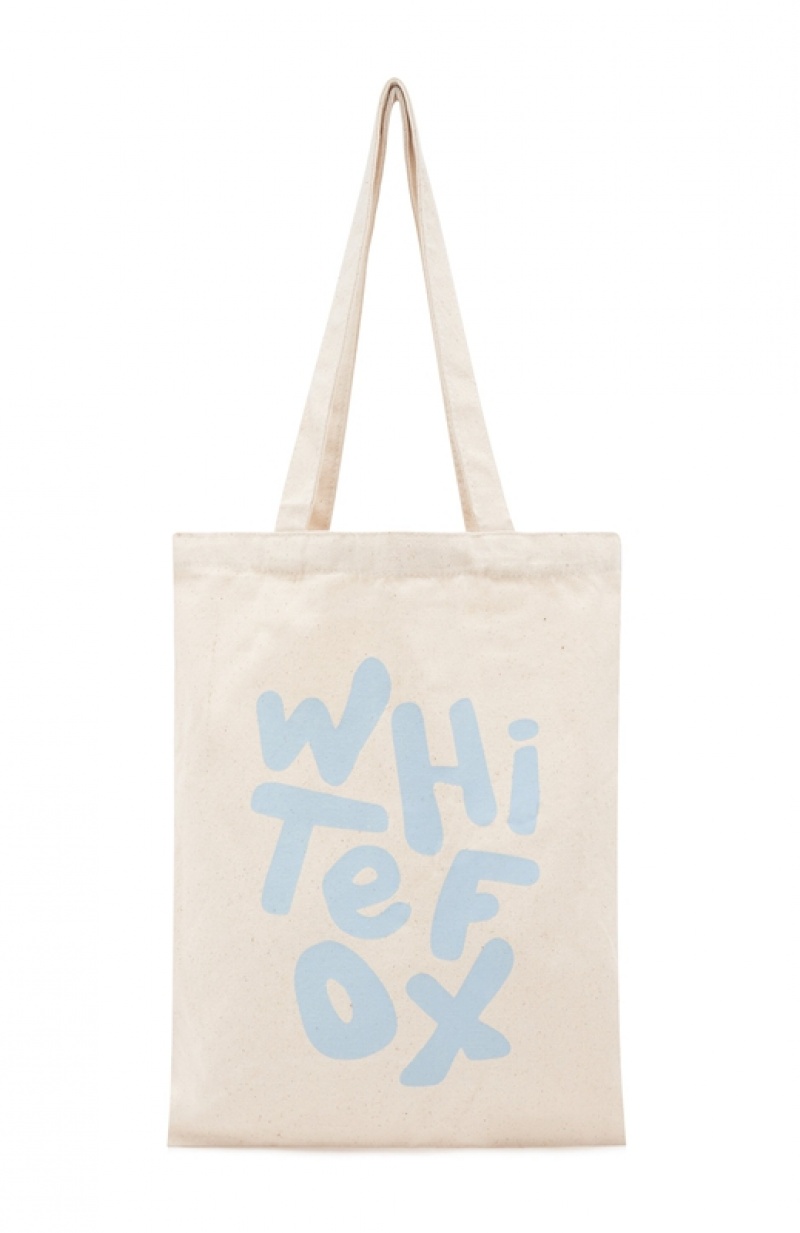 Women's White Fox New Standard Tote Bag Cream / Blue | SJGI-07269