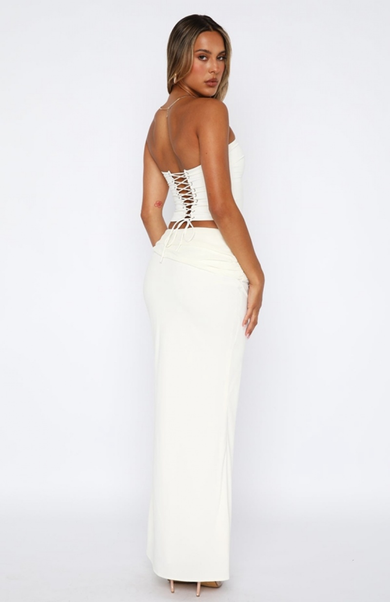 Women's White Fox Nightingale Maxi Skirts Cream | DLTC-30742